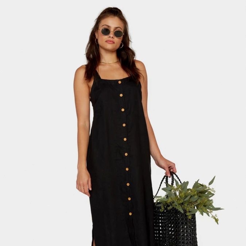 Mate the Label Linen Midi Dress Black XS